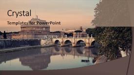  Presentation with cable stayed bridge over river - PPT theme consisting of castel sant angelo in italy background and a soft green colored foreground