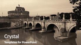  Presentation with cable stayed bridge over river - Theme having castel sant angelo in italy background and a tawny brown colored foreground