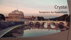 Presentation with cable stayed bridge over river - Presentation consisting of castel sant angelo in italy background and a lemonade colored foreground