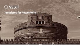  Presentation with honey bee closeup view - Theme consisting of castel sant angelo in italy background and a gray colored foreground