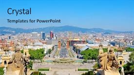  Presentation with logo barcelona - PPT layouts having castell de montjuich in barcelona background and a  colored foreground