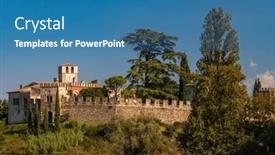  Presentation with unesco - Presentation design with castello-di-castellaro-lagusello-unesco background and a teal colored foreground