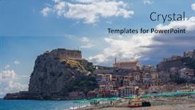  Presentation with castle - Presentation theme consisting of castello-ruffo-di-scilla-castle background and a light blue colored foreground