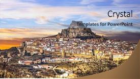  Presentation with medieval - PPT layouts with castellon valencian province of spain background and a light blue colored foreground