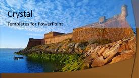  Presentation with san diego team news - PPT theme featuring castelos - castelo de san anton background and a light blue colored foreground