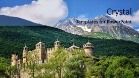  Presentation with castle - Colorful slides enhanced with castelos - fenis castle is located backdrop and a teal colored foreground