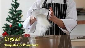  Presentation with sugar - Theme consisting of caster sugar sifting through a sieve for a baking background and a tawny brown colored foreground