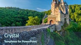  Presentation with castle - PPT layouts with castillo - burg eltz castle in rhineland-palatinate background and a ocean colored foreground