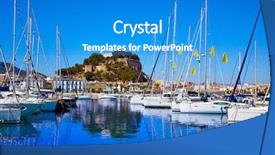  Presentation with sea port - Cool new presentation theme with castillo - denia marina port and castle backdrop and a teal colored foreground