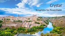  Presentation with spain - Presentation design having castillo - toledo spain old town city background and a light blue colored foreground