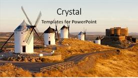  Presentation with windmills - Amazing PPT theme having castillo - windmills with castle consuegra castile-la backdrop and a lemonade colored foreground