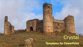  Presentation with castle - Slide set featuring castillo-de-las-torres-castle background and a tawny brown colored foreground