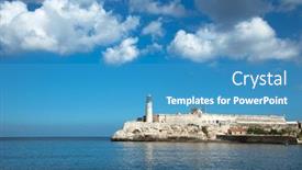  Presentation with avenue - Theme having castillo-del-morro-lighthouse-built background and a teal colored foreground