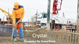  Presentation with builder - Slide deck with poured concrete into reinforcement formwork background and a coral colored foreground