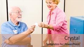  Presentation with volunteer - Audience pleasing presentation consisting of political involvement - senior woman gets her i backdrop and a coral colored foreground