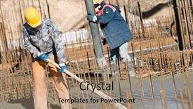  Presentation with concrete construction - PPT layouts consisting of two builder workers during concrete background and a coral colored foreground