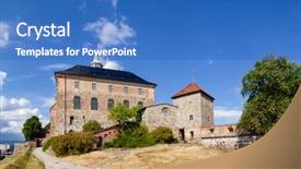  Presentation with medieval iron doors stone castle - Amazing slide deck having castle and fortress former royal backdrop and a teal colored foreground