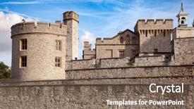  Presentation with castle wall - Cool new slide set with castle and popular tourist attraction backdrop and a violet colored foreground