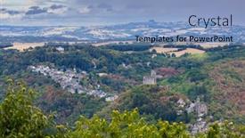  Presentation with village - Presentation design having castle-and-village-in-najac background and a light blue colored foreground