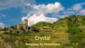  Presentation with german castle - Audience pleasing theme consisting of castle and vineyards at rhine backdrop and a tawny brown colored foreground