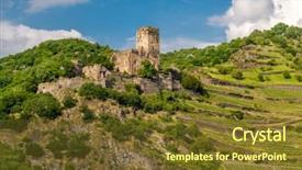  Presentation with german castle - Slide set consisting of castle and vineyards at rhine background and a tawny brown colored foreground