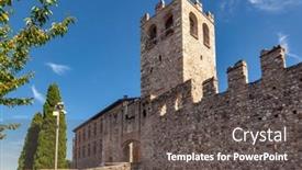  Presentation with romania history hunyad castle - PPT layouts enhanced with castle-at-desenzano-del-garda background and a dark gray colored foreground