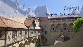  Presentation with castle - Colorful PPT theme enhanced with castle-burg-kreuzenstein-in-austria backdrop and a light blue colored foreground