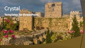  Presentation with middle east - PPT theme with castle byblos jbeil in lebanon background and a gray colored foreground