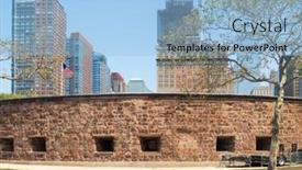  Presentation with new york city - Slide set with castle-clinton-at-battery-park background and a light blue colored foreground