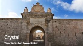  Presentation with english castle - Colorful slide deck enhanced with castle fortress door in mahon backdrop and a tawny brown colored foreground