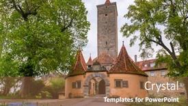  Presentation with bavaria - Cool new PPT theme with castle gate part of old town fortification in rothenburg ob der tauber bavaria germany europe backdrop and a coral colored foreground