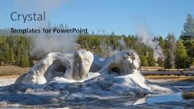  Presentation with yellowstone - Cool new PPT theme with castle geyser in the yellowstone national park usa backdrop and a light blue colored foreground