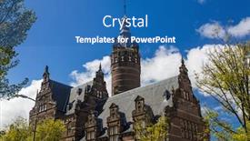  Presentation with gothic architecture castles - PPT theme featuring castle-in-hague-netherlands-architecture background and a teal colored foreground