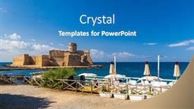  Presentation with castle - Audience pleasing PPT layouts consisting of castle-in-isola-di-capo backdrop and a teal colored foreground