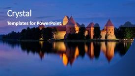  Presentation with illuminated - Amazing presentation theme having castle in lake galve illuminated backdrop and a teal colored foreground