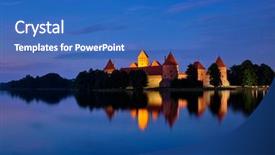  Presentation with island - Presentation consisting of castle in lake galve illuminated background and a teal colored foreground