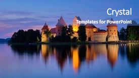  Presentation with view of kerak castle crusader - Presentation theme with castle in lake galve illuminated background and a teal colored foreground