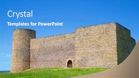  Presentation with castle - Audience pleasing presentation theme consisting of castle-in-medinaceli-soria-province backdrop and a teal colored foreground