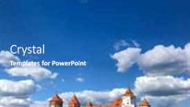  Presentation with castle - Audience pleasing PPT theme consisting of castle-in-mir-belarus-one backdrop and a ocean colored foreground