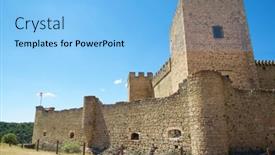  Presentation with village - Theme featuring castle-in-pedraza-village-segovia background and a light blue colored foreground