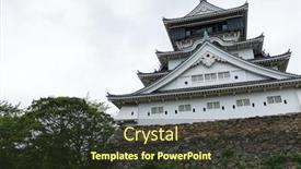  Presentation with japanese - Beautiful theme featuring castle-in-the-japanese-kokura backdrop and a tawny brown colored foreground