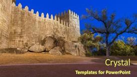  Presentation with castle - Colorful presentation theme enhanced with castle-in-town-guimaraes-portugal backdrop and a tawny brown colored foreground