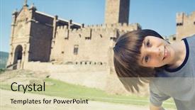  Presentation with spanish heritage - Cool new PPT theme with castle javier navarre spain cultural backdrop and a soft green colored foreground