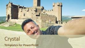  Presentation with spanish heritage - Theme with castle javier navarre spain cultural background and a  colored foreground