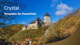 Presentation with czech republic - Slide set featuring castle-karlstejn-in-czech-republic background and a teal colored foreground