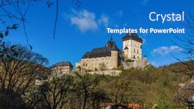  Presentation with czech republic - Presentation theme with castle-karlstejn-in-czech-republic background and a teal colored foreground