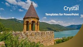  Presentation with civil war syrian - Audience pleasing theme consisting of castle located on georgian war backdrop and a teal colored foreground