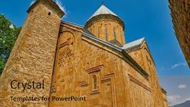  Presentation with war - Amazing slides having castle located on georgian war backdrop and a gold colored foreground