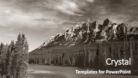  Presentation with banff national park - Audience pleasing PPT theme consisting of castle mountain with creek in banff national park in canada backdrop and a tawny brown colored foreground