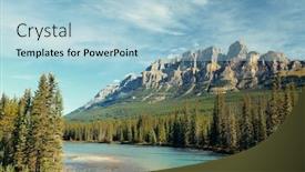  Presentation with banff national park - Audience pleasing presentation theme consisting of castle mountain with creek in banff national park in canada backdrop and a light blue colored foreground
